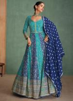 Georgette Sky Blue Wedding Wear Embroidery Work Readymade Anarkali Suit